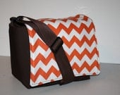 Diaper Bag Diaper Tote  Bag Baby Bag Toddler Tote Handbag Purse MESSENGER Bag More Pockets Orange Chevron XcessRize Designs