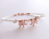 Elephants Jewelry Bracelet, 16K Rose Gold Plated, Initialized Personalized Jewelry, Best Friend, Gift for Her, Friendship Gift