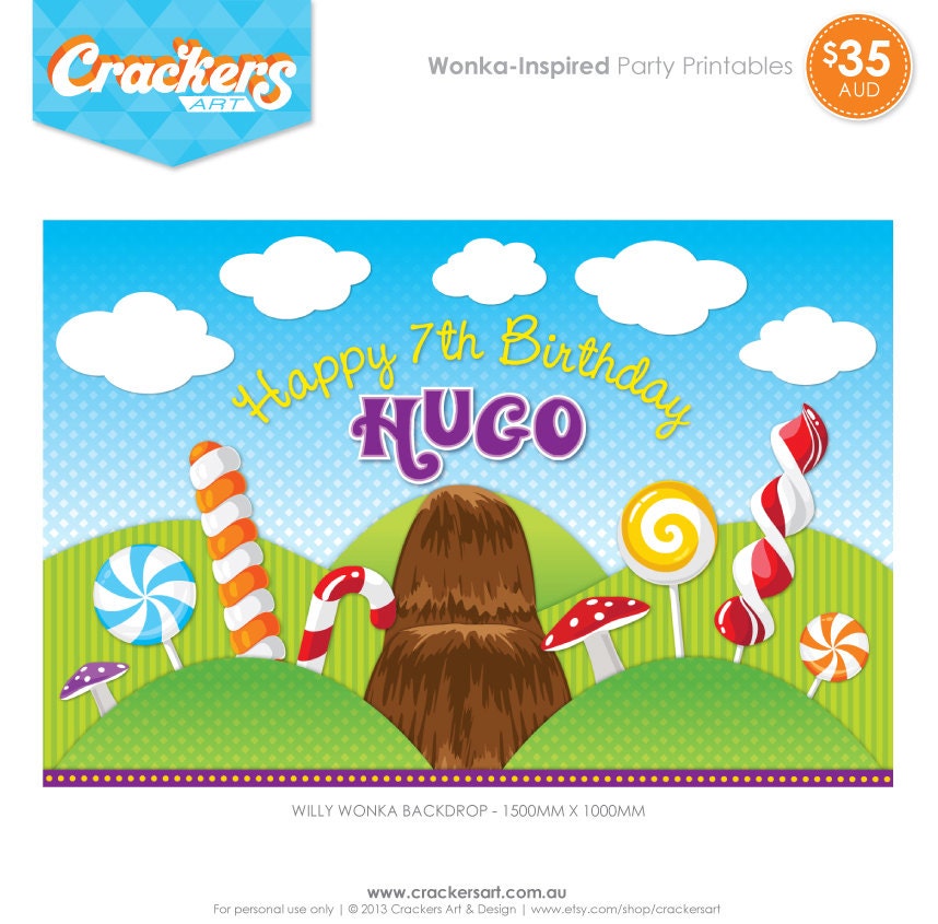 WONKA-Inspired Party - Wonka Backdrop PDF file - 1500x1000mm