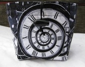 twisted time and large kanji on cream square bottom dice bag
