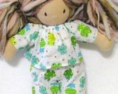 14 to 16 inch Waldorf doll's pajamas ribbit frog print