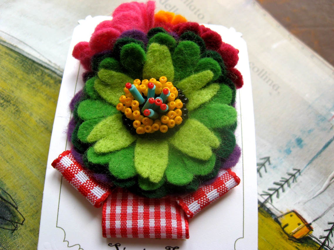 Green Flower Brooch