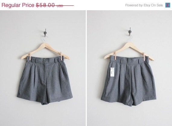 SALE 25% OFF gray wool shorts / pleated shorts / high waist shorts