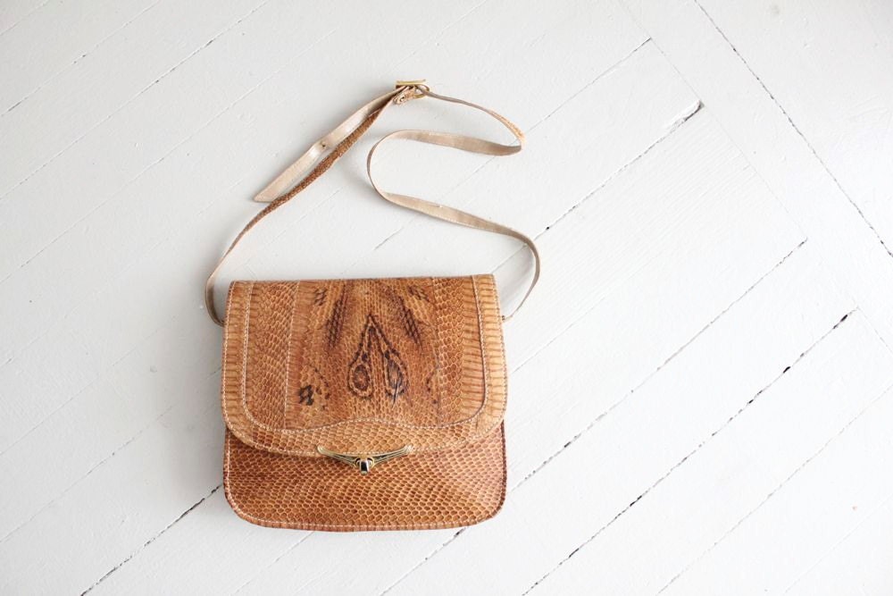 snakeskin purse / reptile shoulder bag / snakeskin clutch