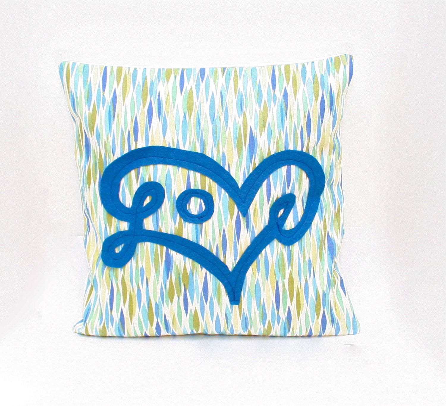 Love Pillow Cover in Blue Seaglass Print