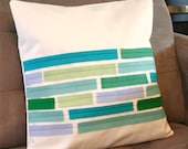 Felt Stripe Pillow Cover in Blues and Greens