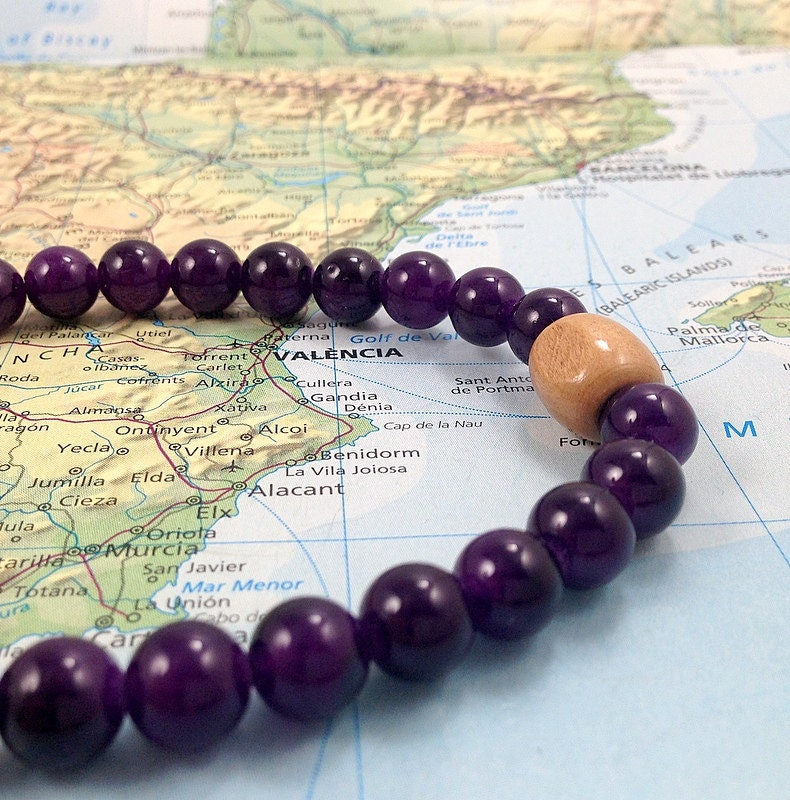 Rajas Purple Dyed Jade Infinity Mala Bracelet for Men
