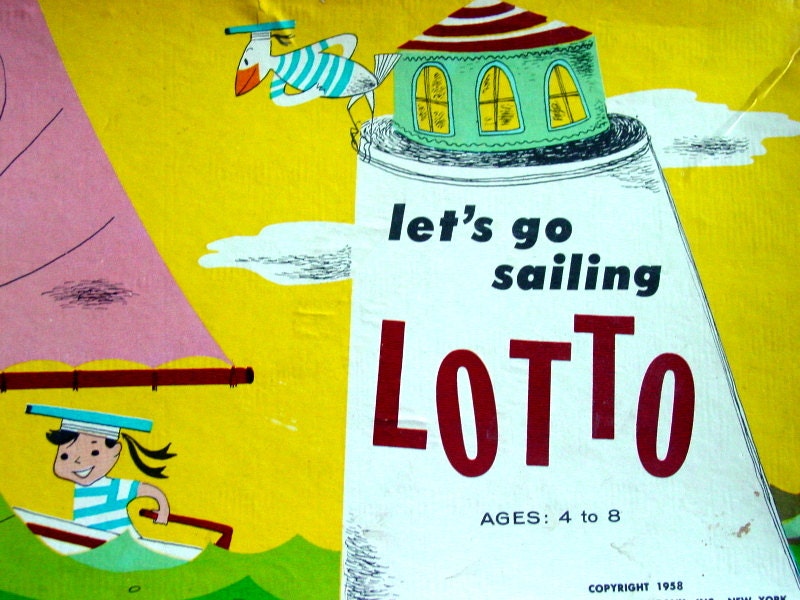 Let's Go Sailing Lotto,  Vintage 1958 Samuel Gabriel Sons and Company, Boat Bingo Game