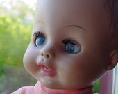 1960s Horsman Molded Hair Boy Baby Doll, Drink & Wet Blue Sleep Eyes 12 Inch
