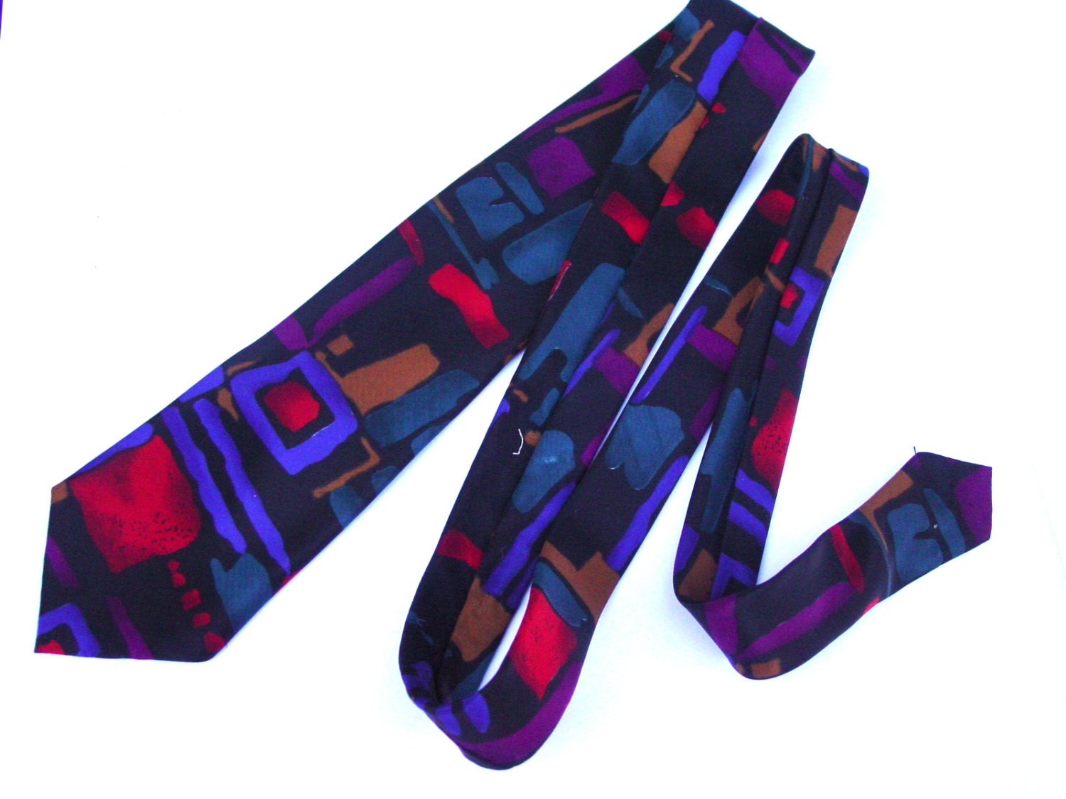Rad 1980s City Streets  Necktie, Geometric Motif, Thin  Men's Tie