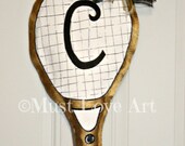Tennis Racquet Burlap Door Hanger Decoration High School Sports
