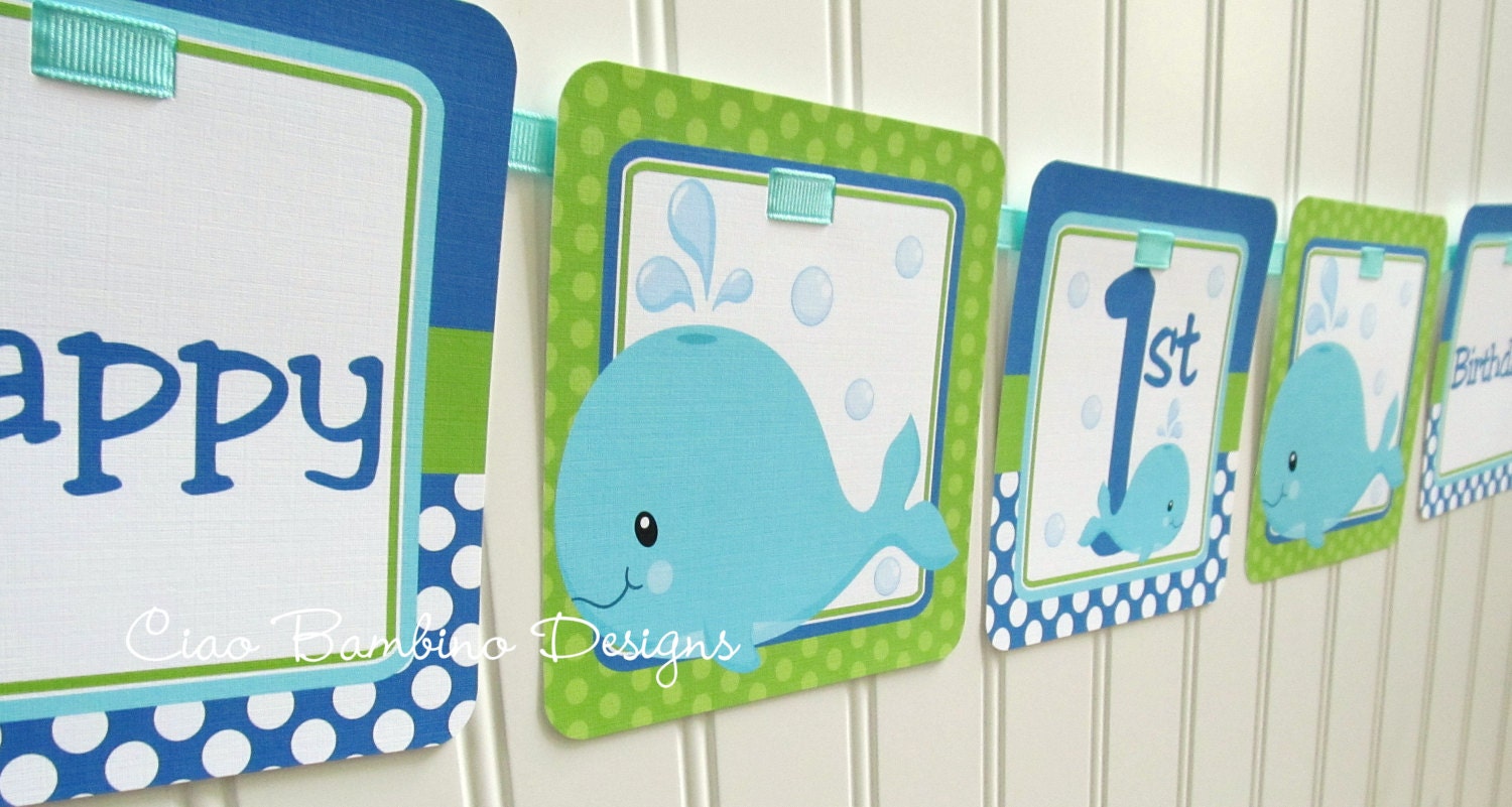 NEW - Whale of a Party - Happy Birthday Banner