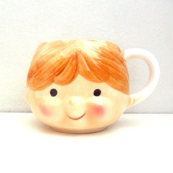 Vintage Ceramic Childs Face Mug