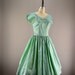 1950s green party dress 50s taffeta dress Size medium Sharkskin full skirt Vintage 50s dress
