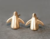 Penguin Stud Earrings 14k Yellow Gold