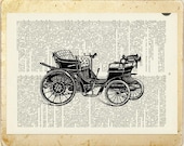 Vintage car - printed on vintage page from old dictionary