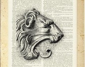 gargoyle - vintage artwork printed on page from old dictionary