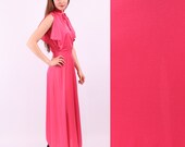 Pink Maxi Dress / 1970s Bohemian Dress / sz Small