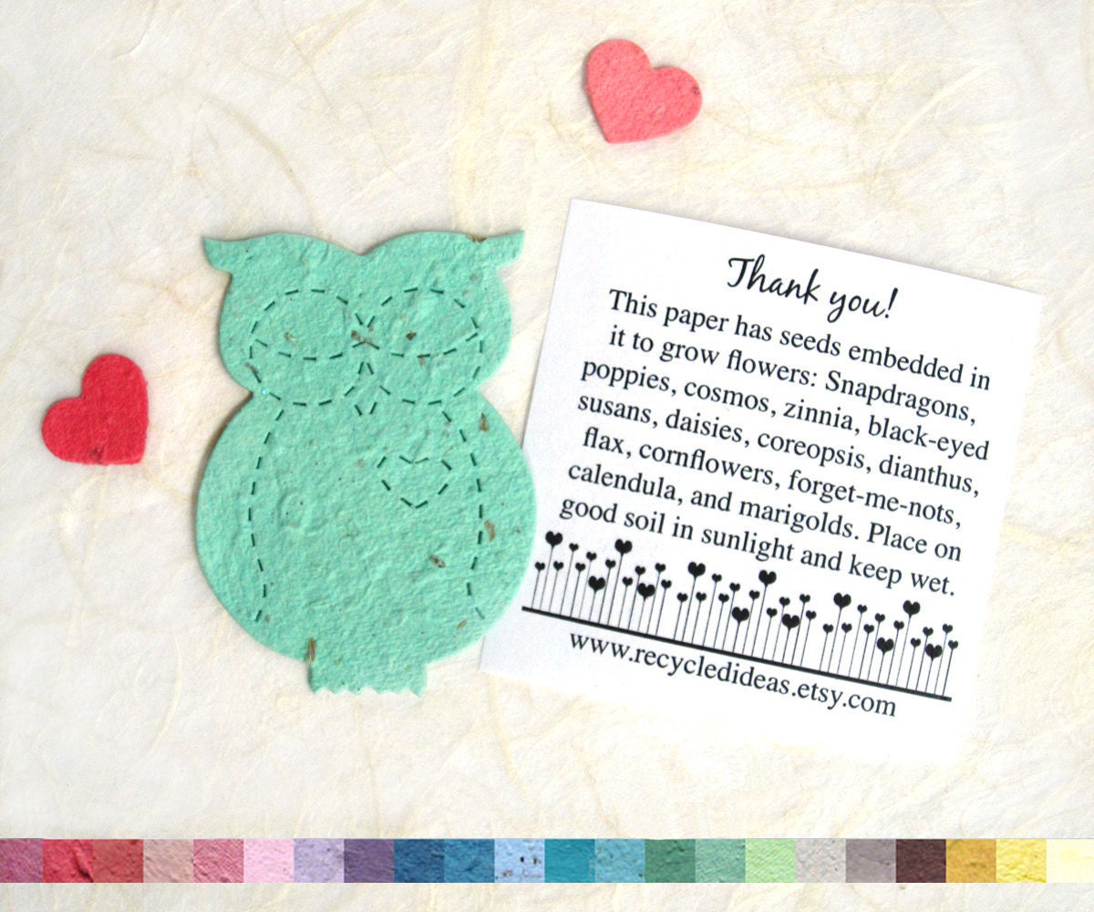 100 Plantable Owl Wedding Favors - Flower Seed Paper