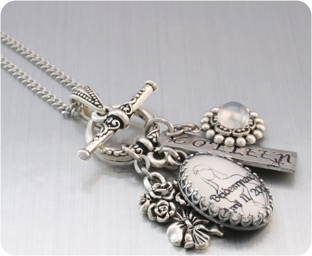 Custom Bridesmaid Necklace, Bridal Jewelry, Bridesmaid Name Charm, Bridesmaids Gifts, Bridesmaids Jewelry, Bridemaids Wedding Jewelry