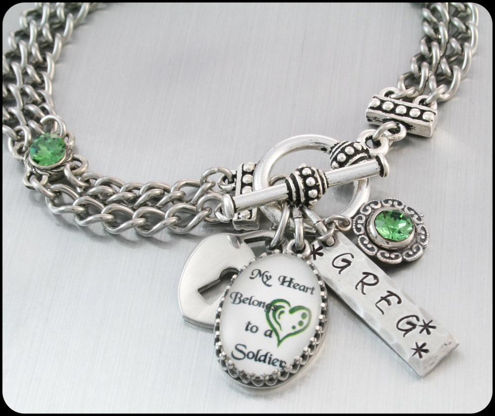 Military Army Charm Bracelet Military Jewelry by BlackberryDesigns