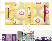25% OFF Bridal Sale Private Labeling Handmade Wedding Gift: Jewelry Roll with Monogram Set of 6 w/Free Priority Shipping Organic Hand-print