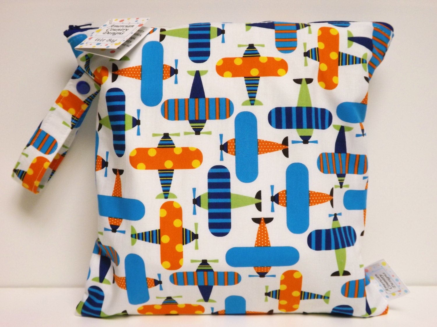Small Wet Bag - Wet Bag - 11 X 11 - Ready, Set, Go Planes