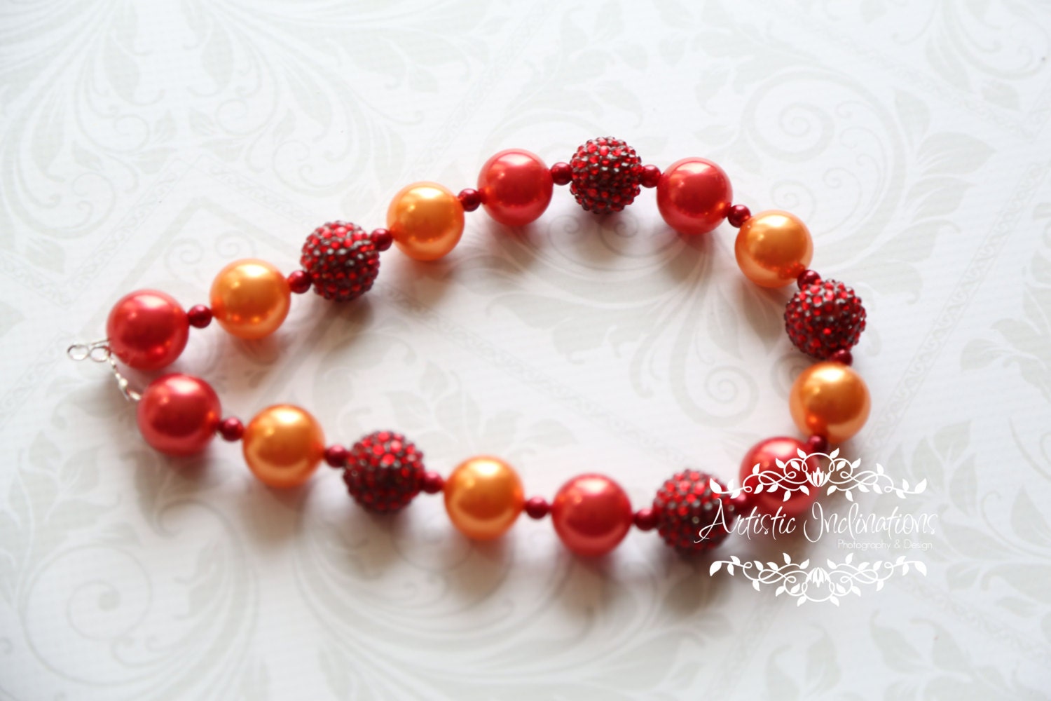Sour Orange - Orange and Red Chunky Necklace - Couture Photo Prop