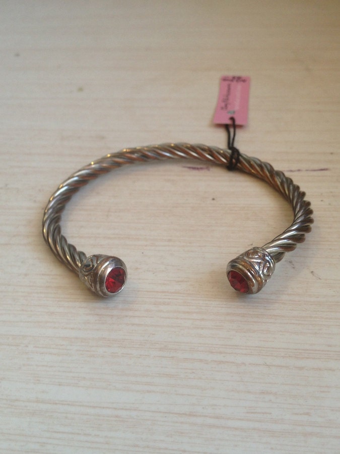 vinatge 80's Art deco metal Twist Jeweled Bangle