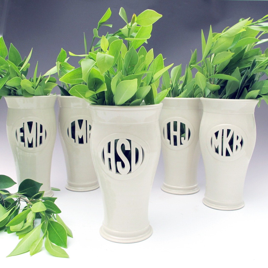 INFO ON .... Custom Monogram Vase - Wedding, commitment ceremony / bridesmaid gift - handmade to order
