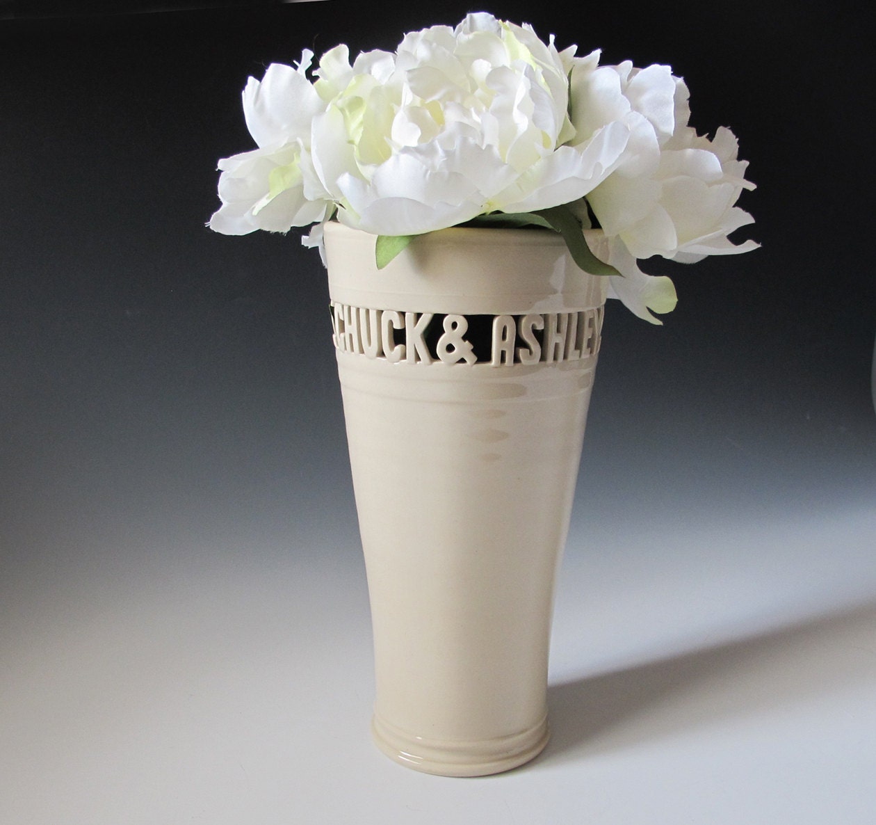 INFO ON .... Personalized Wedding / Sweetheart Block Letter Vase - 2 names only