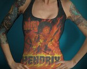 Jimi Hendrix diy rock halter top hippie shirt Medium Large or XL