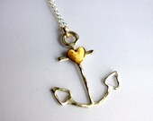 Black and Gold sterling silver and brass anchor necklace