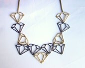 Diamonds on Diamonds - Black and Gold Version- Sterling Silver and Brass Neck Piece