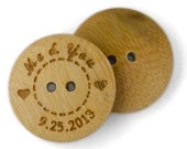 Custom organic button varnished bamboo button 25mm with your own message or shop name