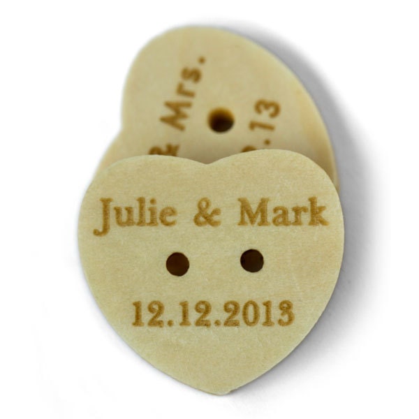 Custom button Personalized heart shaped wooden button with your own shop name