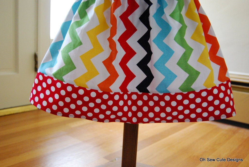 Cute Rainbow Chevron and Minnie Ta Dot Banded Skirt