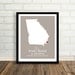 Personalized Wedding Gift : Custom Wedding Location and State Map Print - 8x10 - Georgia - Any location available