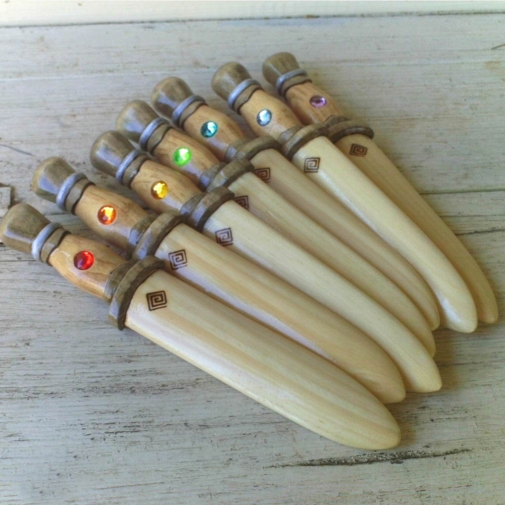 Silver Rainbow Wooden Toy Dagger