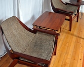 Pair Mid Century Jerry Johnson Slingback Rocker & Armchair Original Upholstery