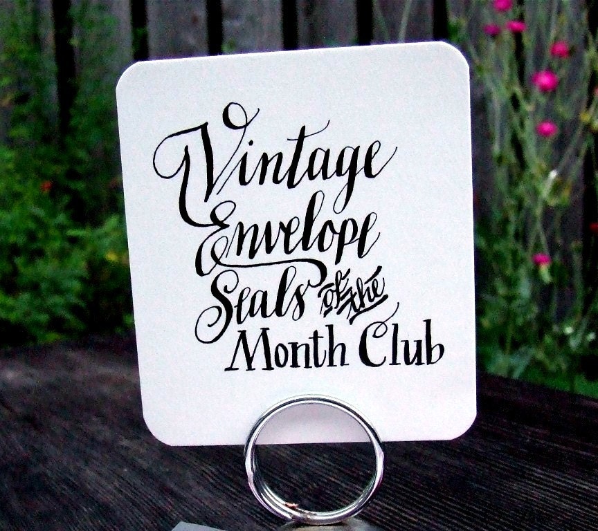 Envelope Seals of the Month Club // One Year Membership // Super Gift Idea // Handmade, Vintage Stickers, Calligraphy every month