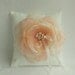 Ivory Wedding pillow with peach flower---wedding rings pillow , wedding pillow---FREE SHIPPING