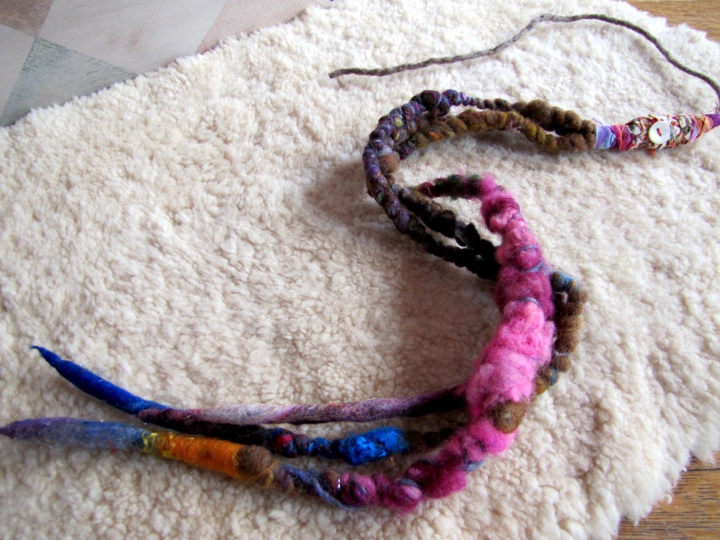 Faerie Spun Bits Bundles No.6  - Handmade Handspun Felted Wool Single Ended Dread Fall Fascinator