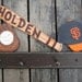 Baseball Peg Rack - Personalized Bat - Hand-Painted Natural Wood - NY Yankees - SF Giants - Texas Rangers