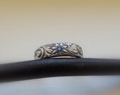 Sterling Ring - Birthstone Mother's Ring with Floral Band