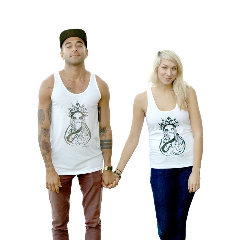 Peace Warrior-  Silkscreen- White Tank Top- Men and Women
