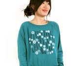Wild Flower Field Triblend Pullover (Heather Emerald)