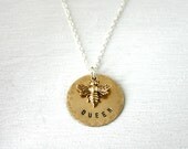 Queen Bee Necklace - hand stamped necklace