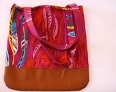 Faux Leather Trimmed Tote Bag