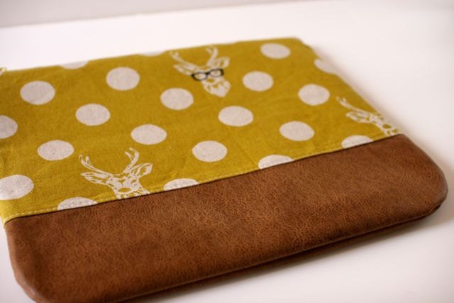 Faux Leather Trimmed Clutch